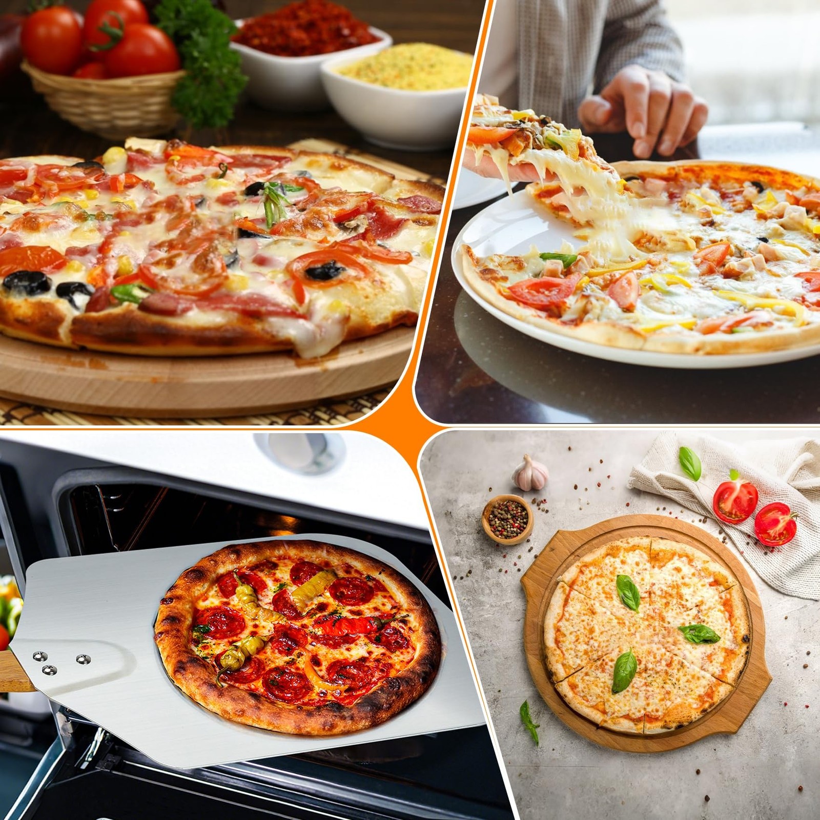 Skyflame Kitchen Supply Aluminum Pizza Peel with Wooden Handle 12 Inch x 14 I...