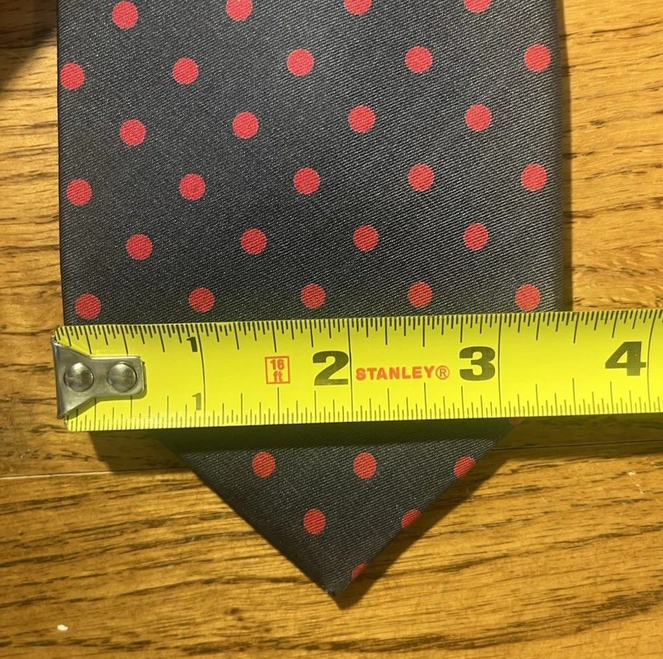 Burberry 100% silk tie, 3.75" wide, black/red polka dots: 57" long - Image 2 of 4