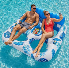 Inflatable Pool Float, 2 Person Pool Floats for Adults, Double Inflatable Lounge