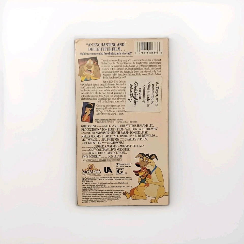 All Dogs Go to Heaven VHS 1989 Don Bluth MGM UA Home Video NEW & Sealed Foto 2 de 2