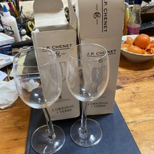 Pair Of J P Chenet Wonky Wine Glasses Original Boxed Vintage 