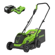 Greenworks 24V 13 inch Cordless Lawn Mower with 4Ah USB Battery and 2A Charger
