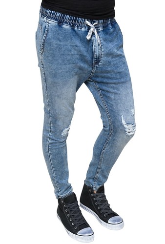 Pantaloni uomo Jeans Basic blu denim in cotone elastico slim fit | eBay