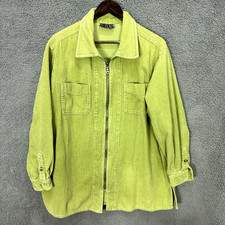 Vintage Forenza Full Zip Corduroy Jacket Women Xl Brat Green Phoebe Buffay Retro