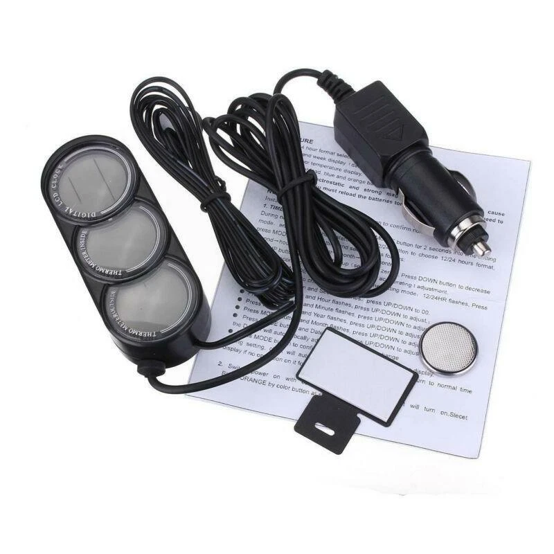 Mini tablero de instrumentos de coche termómetro de temperatura interior/exterior y reloj pantalla digital LCD Foto 4 de 4