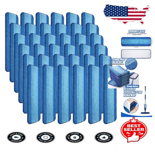 Reusable 18-Inch Microfiber Mop Pads - 40 Pack for Ultimate Floor Care