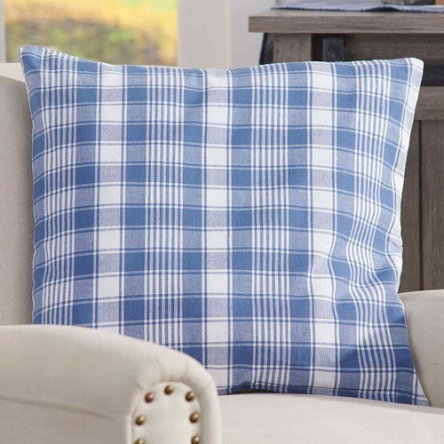 Blue Plaid 18" Pillow Cover