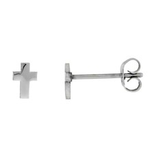 Stainless Steel Tiny Cross Stud Earrings