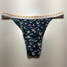 Zaful Bikini Bottom Womens Size 6 Floral Print NEW String Triangle Blue Floral