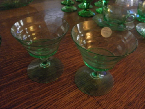 VINTAGE HENSLEY GREEN GLASSES ,EGYPTIAN STYLE,2 GLASSES