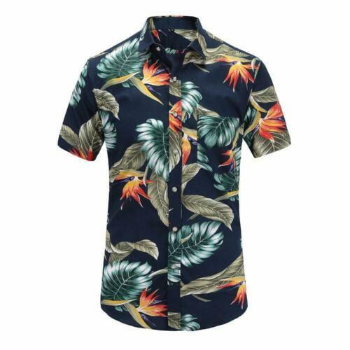 V.H.O. Funky Hawaiian Shirt | 100% Terivoile, Unisex Straight Cut, Short Sleeve, Machine Washable - Blue, Size S