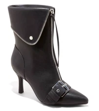 A New Day Women's Black Mickey Point Toe Zippered Moto Ankle Boots