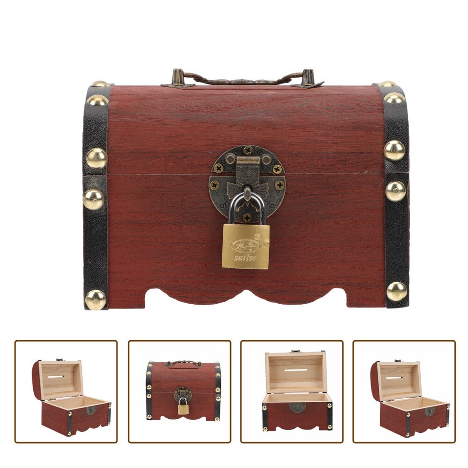 Treasure Chest for Kids Prizes Portable Money Case Vintage Vacation