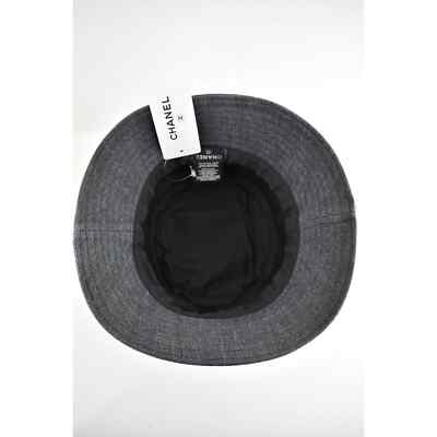 Chanel 22P Black Denim Crystal Sequin CC Logo Sun Cloche Bucket