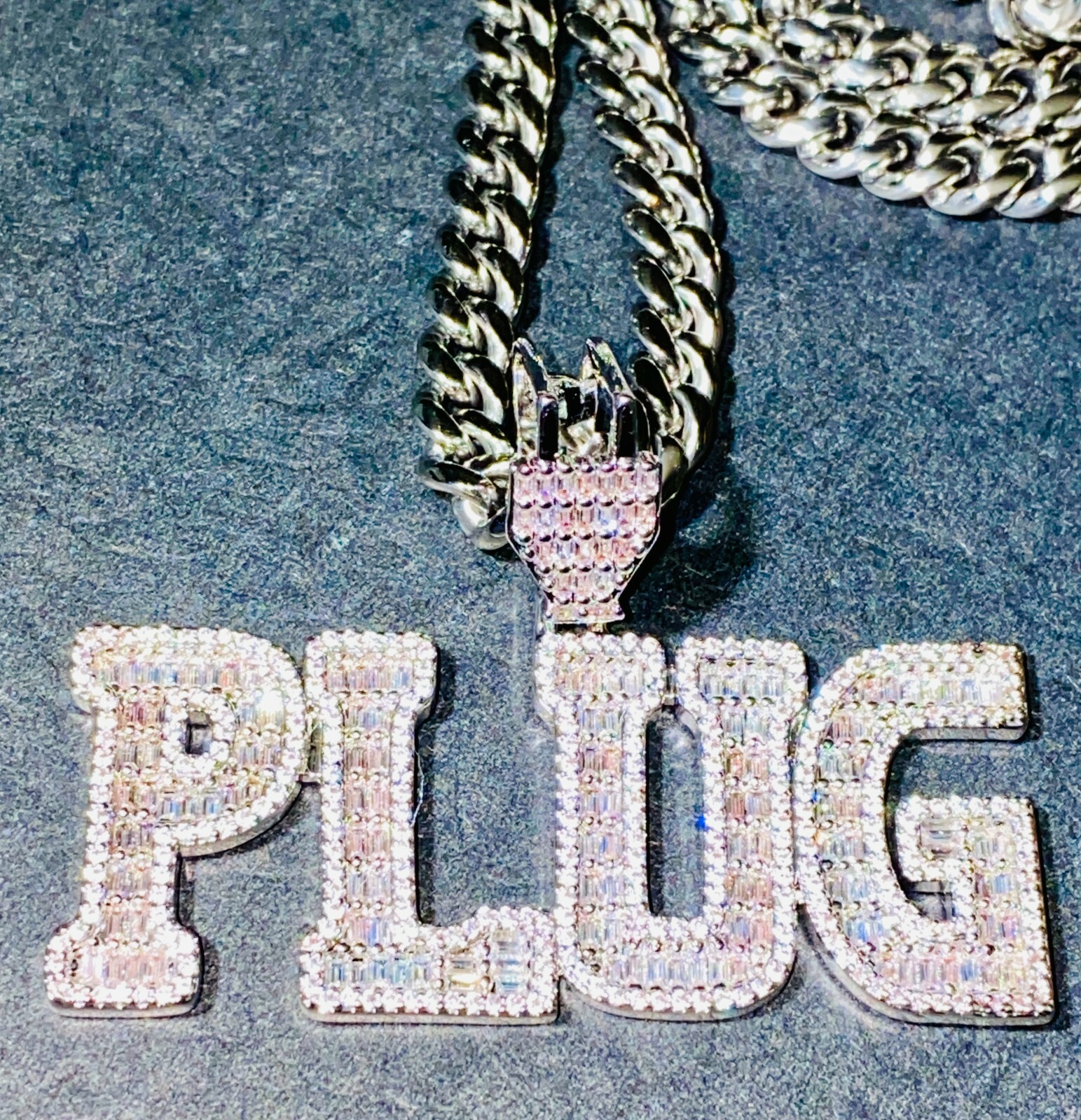 YOUNG PLUG BOSS Iced Icy Silver 14k Men Pendant 6mm Miami Cuban Link Chain image 6