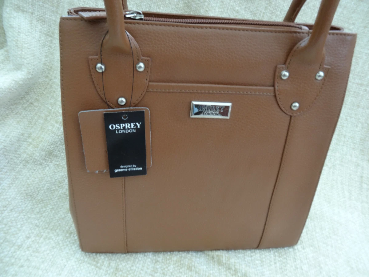 New Leather Tan Osprey Tote Hand Shoulder 3 Pocket Bag