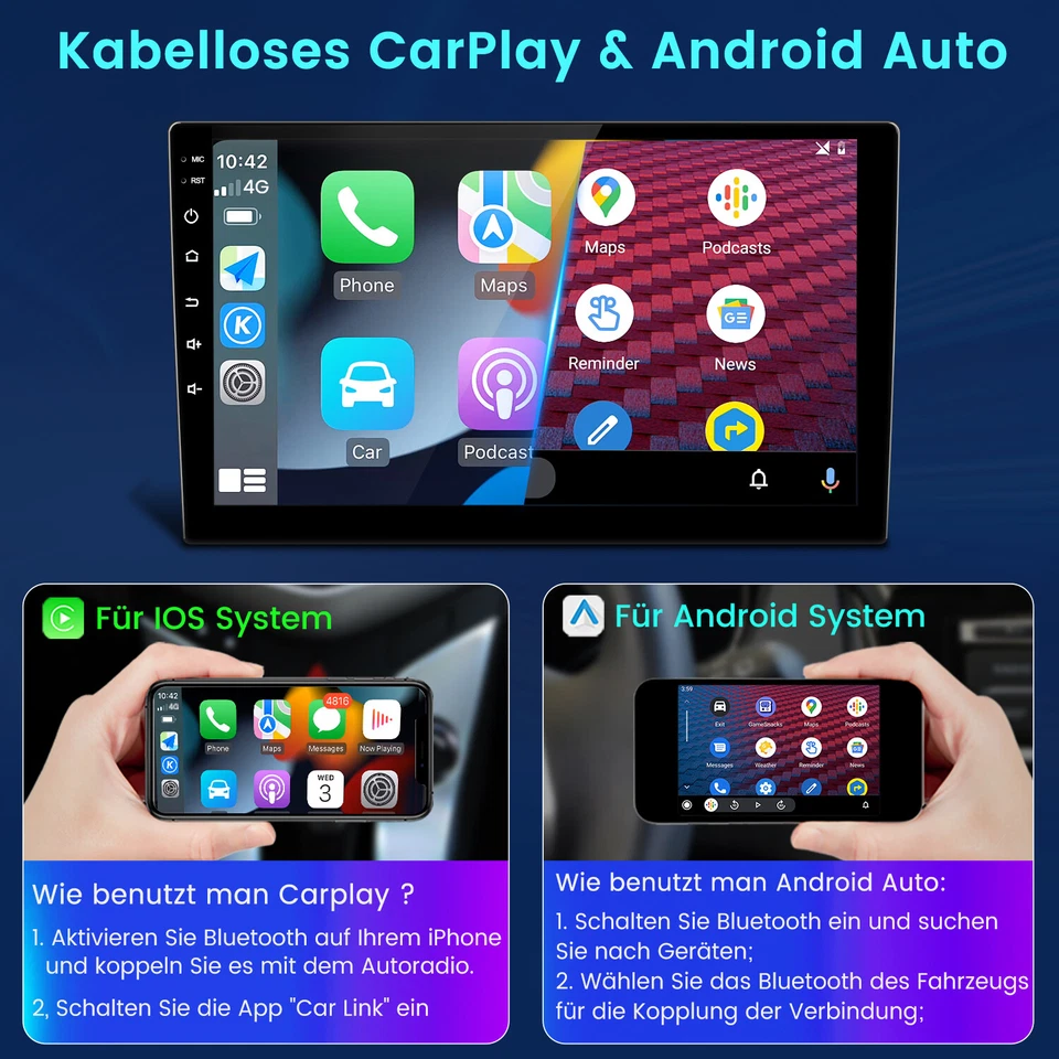 4G+64G Android 14 Carplay 8-Kern DAB+ Für Audi A6 S6 RS6 C5 1997-2004 Autoradio - Bild 3 von 4