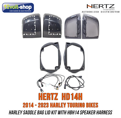 Hertz HD14H - Harley (2014-2023) Saddle Bag Lid Kit with HBH14 Speaker Harness