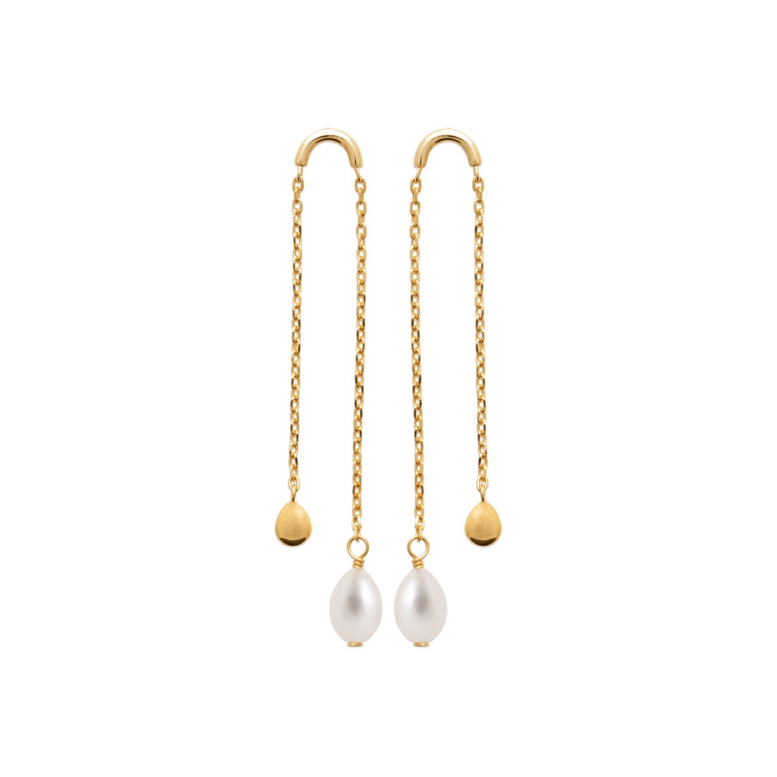 Boucles d'oreilles traversantes plaqué or 18 carats pastille et perle de culture femme