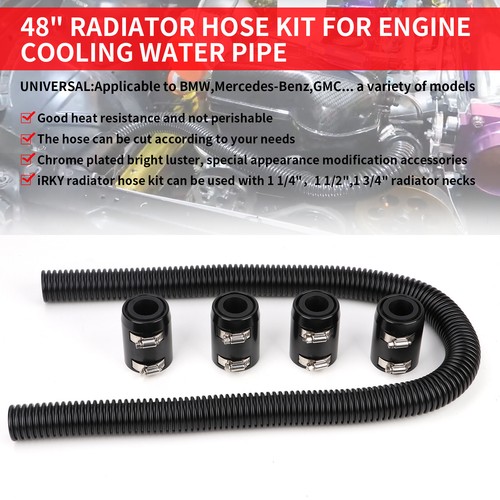 48 Stainless Steel Radiator Flexible Coolant Water Hose Kit Chrome caps👍🏻 - Picture 2 of 9