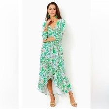 Lilly Pulitzer Moana Maxi Dress Spearmint Blossom Sz Large NEW Green Floral