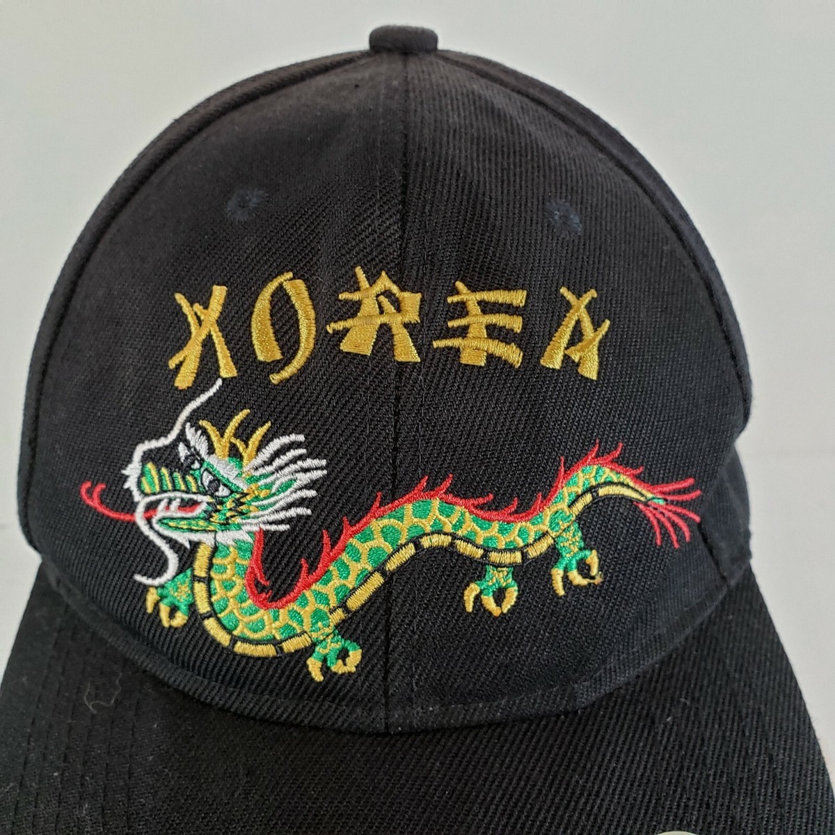 Korea Hat Dragon Cap Black Embroidered Strapback Adjustable