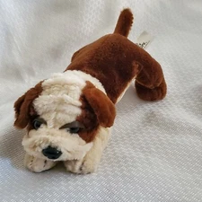 Toy Factory Stuffed Plush 10" Cream White Brown Wrinkle Bulldog Puppy Dog Toy