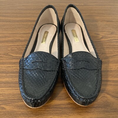 【COLOR iN ID】String Middle Bloafer Louise et Cie Lo Bitsy Penny Loafers Womens Sz 6M Black Flat