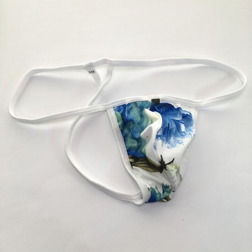 K799 P Mens Sexy String Thong Pouch String Triangle Back Feather Floral prints - Picture 17 of 23