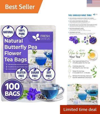 100% Natural Butterfly Pea Flower Tea Bags - Hand-made, Sugar/Caffeine/Gluten...