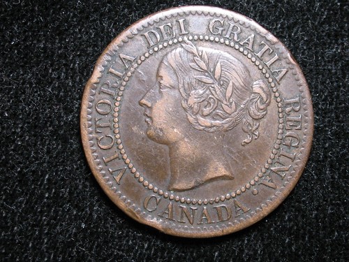 1859 CANADA LARGE CENT * NICE HIGHER GRADE * RIM BUMPS * FREE SHIPPING - 第 1/3 張圖片