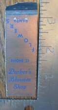 PARKER'S BLOSSOM SHOP (PAMPA, TEXAS) (1934-43 MIDGET MATCHBOOK MATCHCOVER) -F18