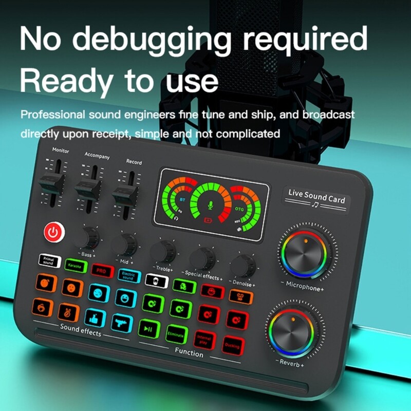 F999 Live Sound Card Voice Changer OTG Digital Auditory