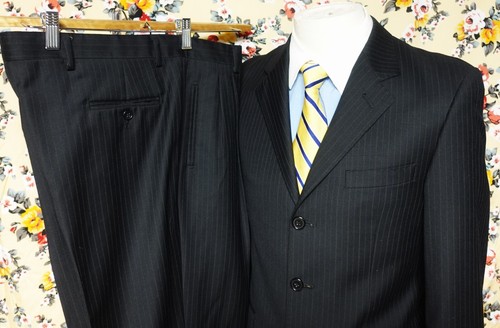Giorgio Valentini Italian Bespoke Super 140’s Black Pinstripe Suit 36 - Picture 3 of 7