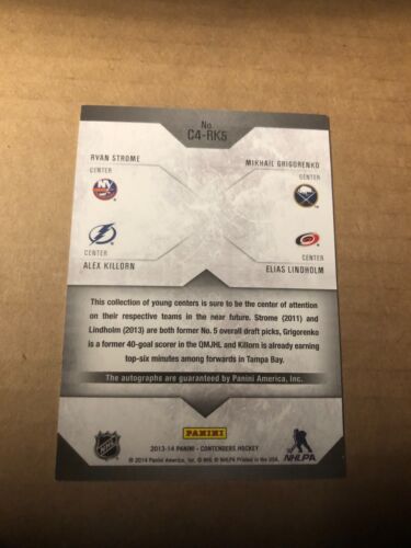 2013-14 Panini Contenders Fours Autos #C4RK5 Strome/Killorn/Grigorenko/Lindholm - Picture 2 of 2