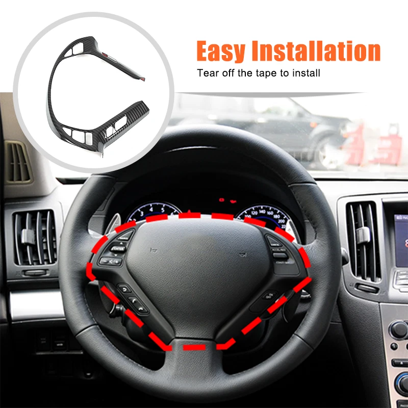 Carbon Fiber ABS Car Steering Wheel Button Cover Trim For Infiniti G37 2010-2013 - Image 3 of 4