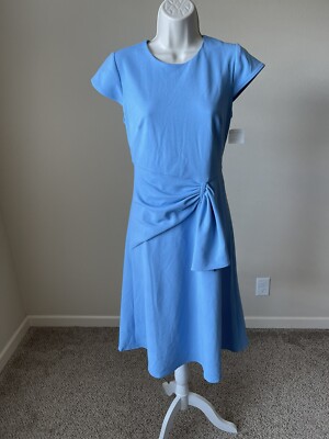 Donna Morgan Women's Light Blue Shirt Sleeve Round Neck