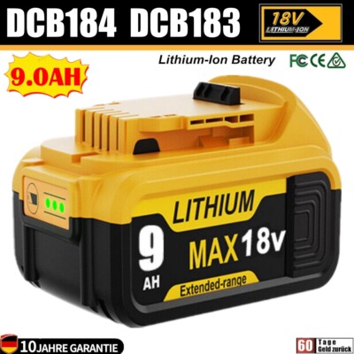 Akku 9,0 Ah XR Lithium Für DeWalt 18V DCB182 DCB183 DCB184 20V MAX DCB205 DCB206