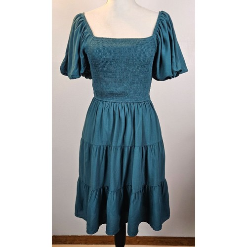 Zesica Womens Boho Summer Smocked Mini A Line Dress Off Shoulder Casual Small