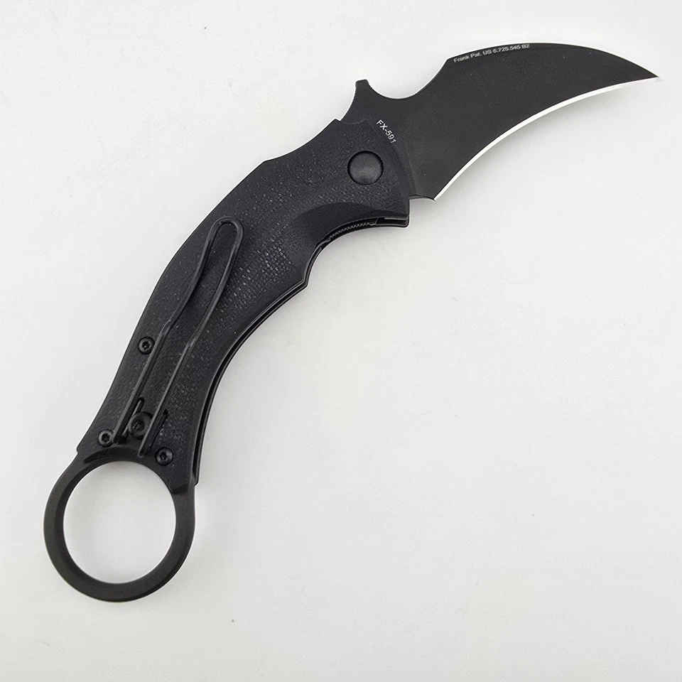 Fox Black Bird Karambit Folding Knife Black G10 2.25" DLC N690Co Blade FX591 - Image 2 of 4