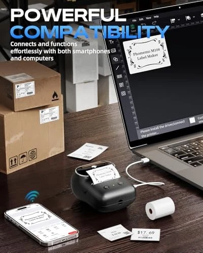 Bluetooth Label Maker M108 - Thermal Printer for Home & Small Business Organization Bluetooth Label Maker M108 - Thermal Printer for Home & Small Business Organization