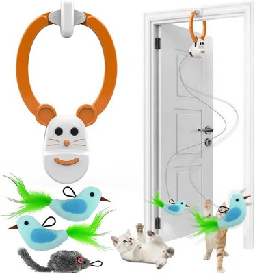 Interactive Cat Toy Feather Wand for Indoor Cats Auto Flying Bird Chase Exercise