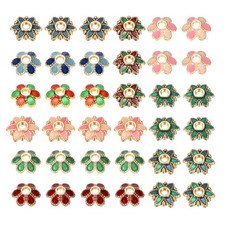 120pcs 10Styles Enamel Flower Bead Caps for Jewelry Making 8 Multi-Color