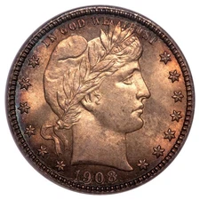1908-D 25C Barber Quarter PCGS MS65