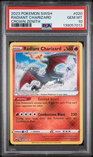 2023 POKEMON SWORD & SHIELD CROWN ZENITH #020 RADIANT CHARIZARD PSA 10