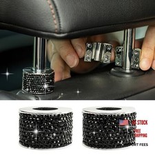 2PCS Magnetic Car Headrest Collars, Rhinestone Car Head Rest Collars Black