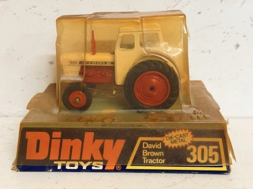 Dinky 305 David Brown Tractor In Original Box - Damaged Plastic, Free Uk Post