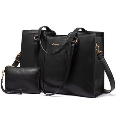 LOVEVOOK 17.3 inch Laptop Tote Bag for Women - Waterproof inch, Black