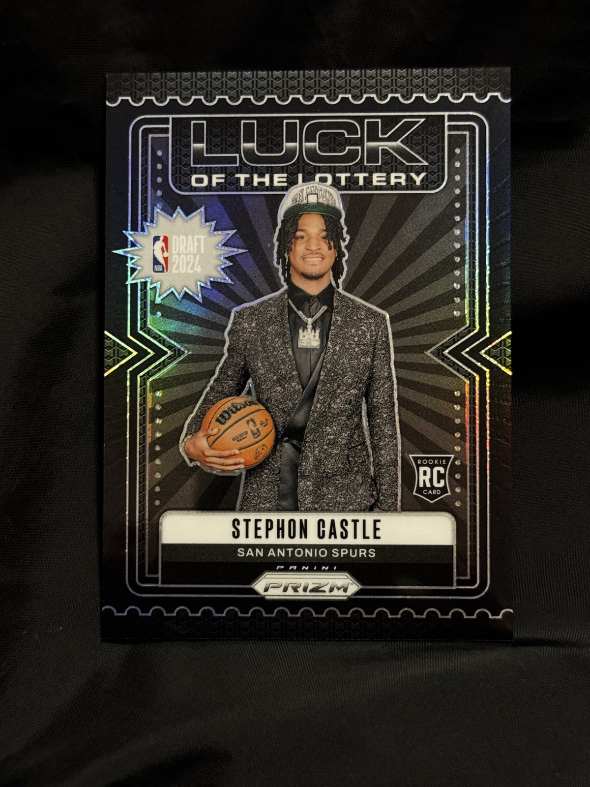 1/1 🔥 2024-25 Panini Prizm - Luck of the Lottery Stephon Castle #12 BLACK 1/1