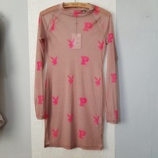 BNWT Misguided Playboy Mesh Dress Long Sleeve High Neck